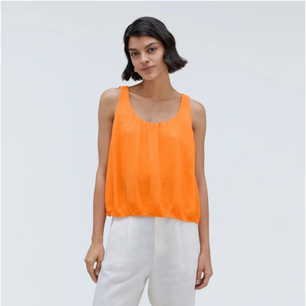 Everlane Orange Plisse Top and Pants Set